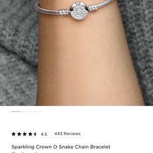 Pandora Silver Sparkling Crown O Snake Chain Bracelet